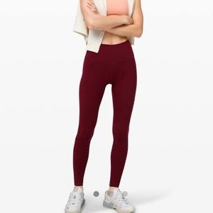 Dark red Lululemon Wunder Under leggings